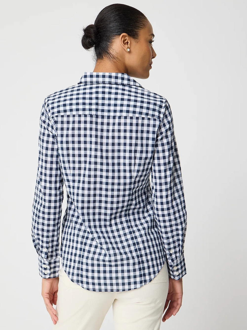 J. Crew Factory Navy gingham button-up shirt in signature fit Size M - Picture 3 of 12